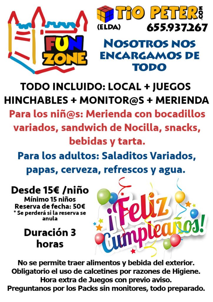 local para cumpleaños en Elda, merienda con niños