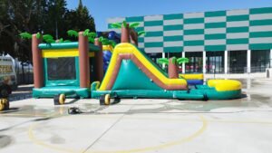 pista hinchable palmeras